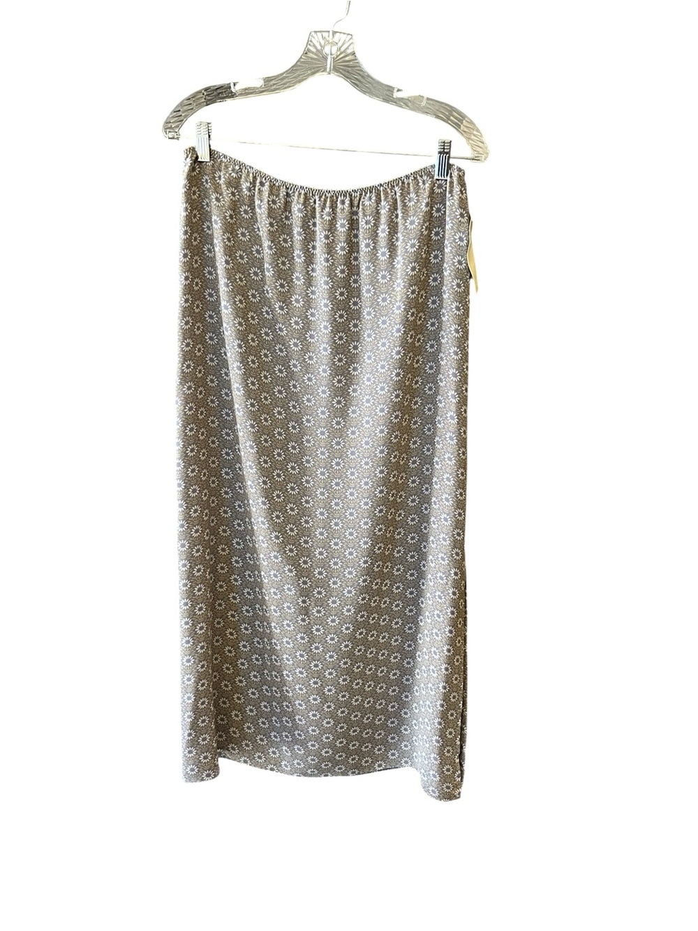 Caslon silk daisy print maxi skirt women petite M pull on Elastic waist lined